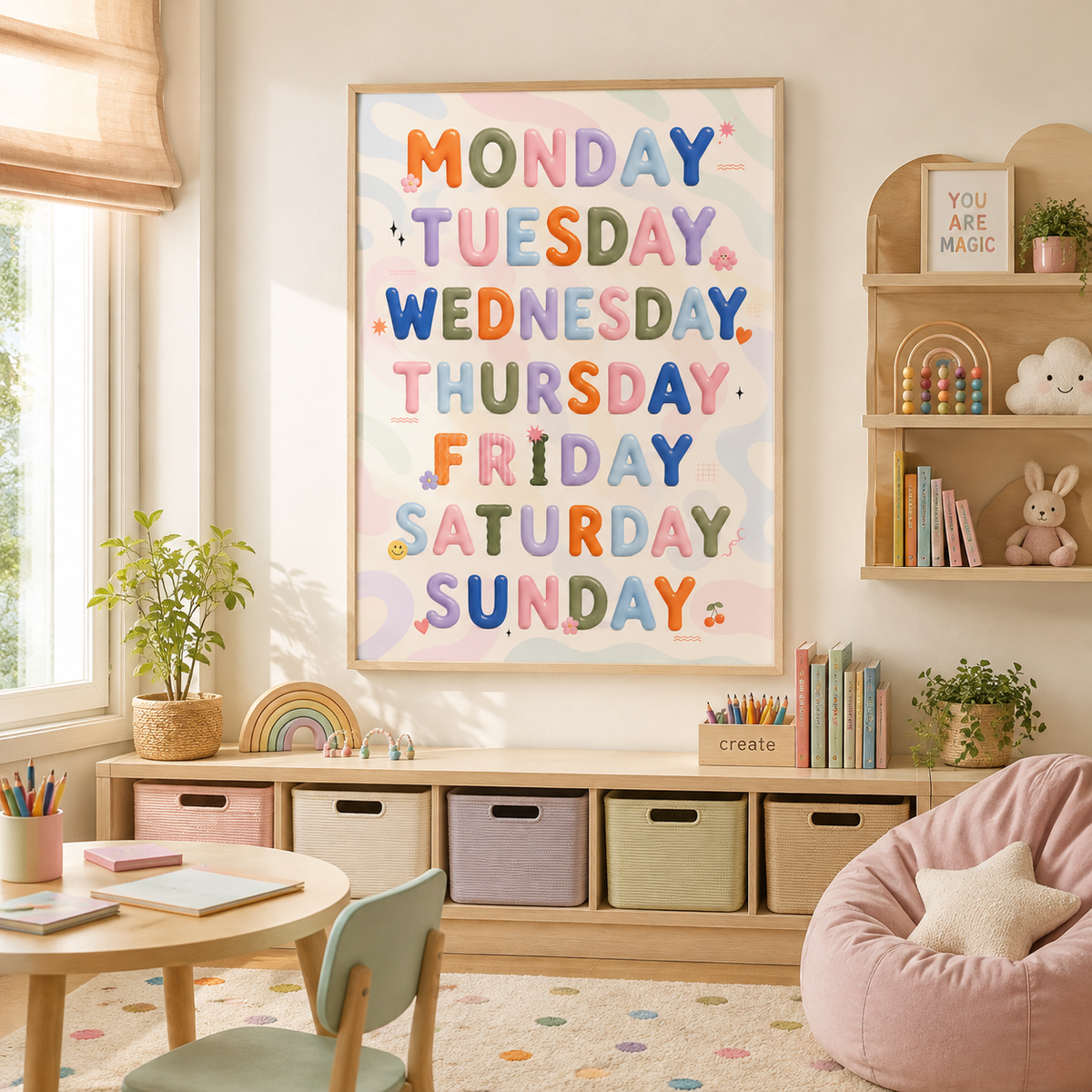 Days of the Week Bubble Print