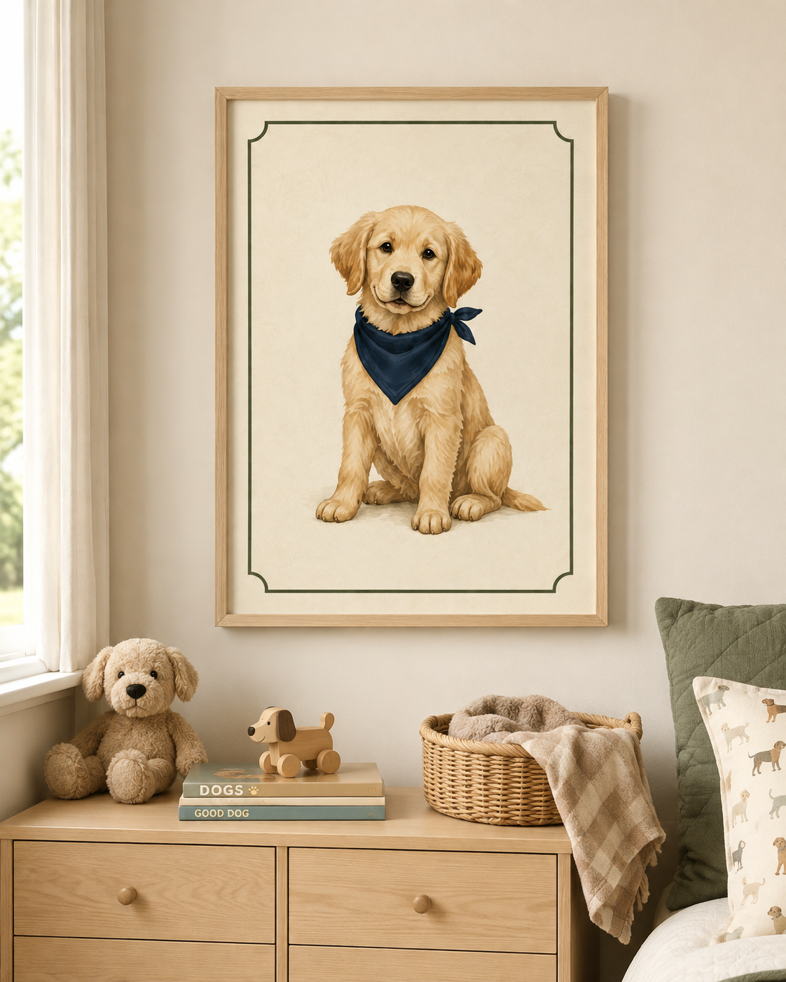Dog in Scarf Print