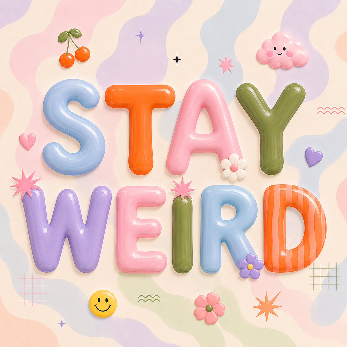 Stay Weird Bubble Print